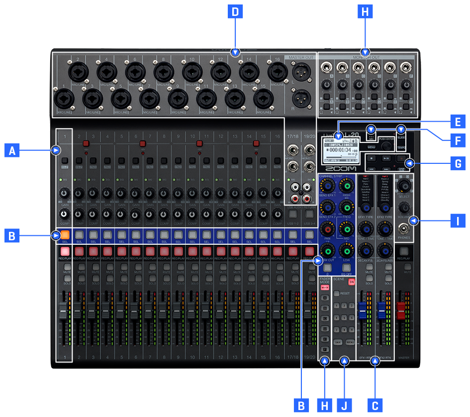 L-20 is a digital mixer for musicians and sound engineers 