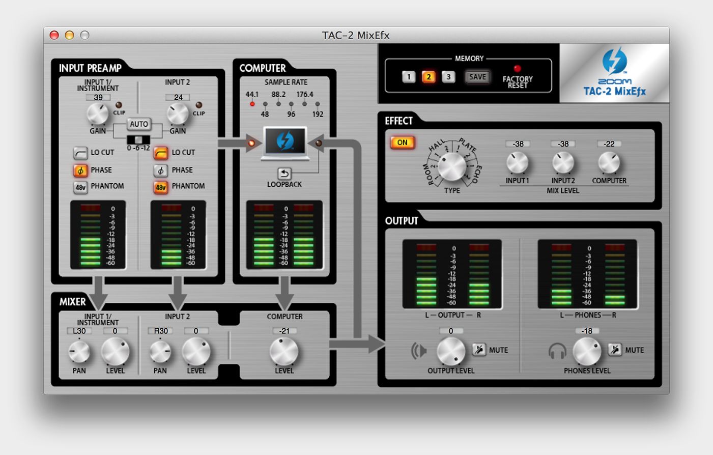 Zoom TAC-2 Thunderbolt Audio Converter- MixEfx screenshot