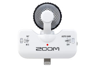 Zoom iQ5 Professional Stereo Microphone for iOS - Top View (White)