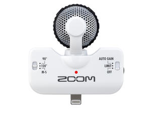 Zoom iQ5 Professional Stereo Microphone for iOS - Top View (White)